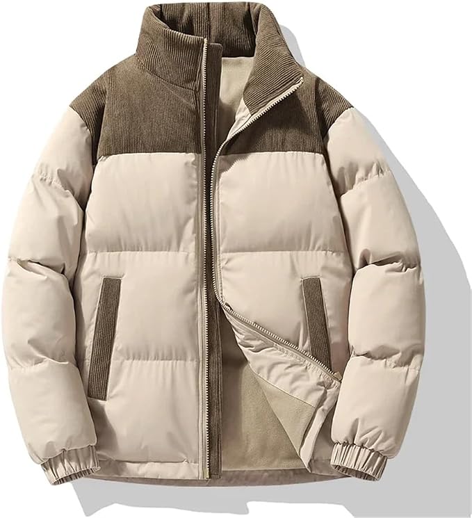 Thickened Winter Puffer Jacket | Corduroy Top