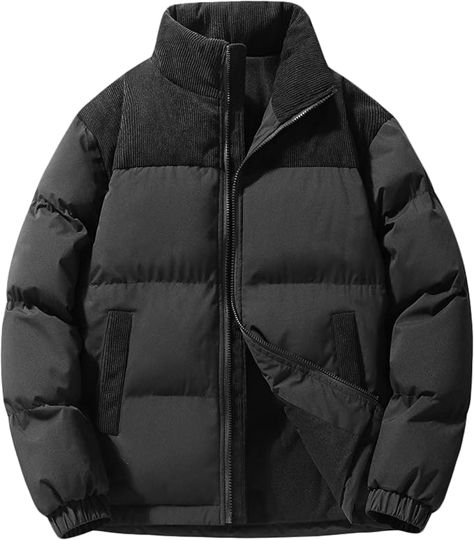 Thickened Winter Puffer Jacket | Corduroy Top