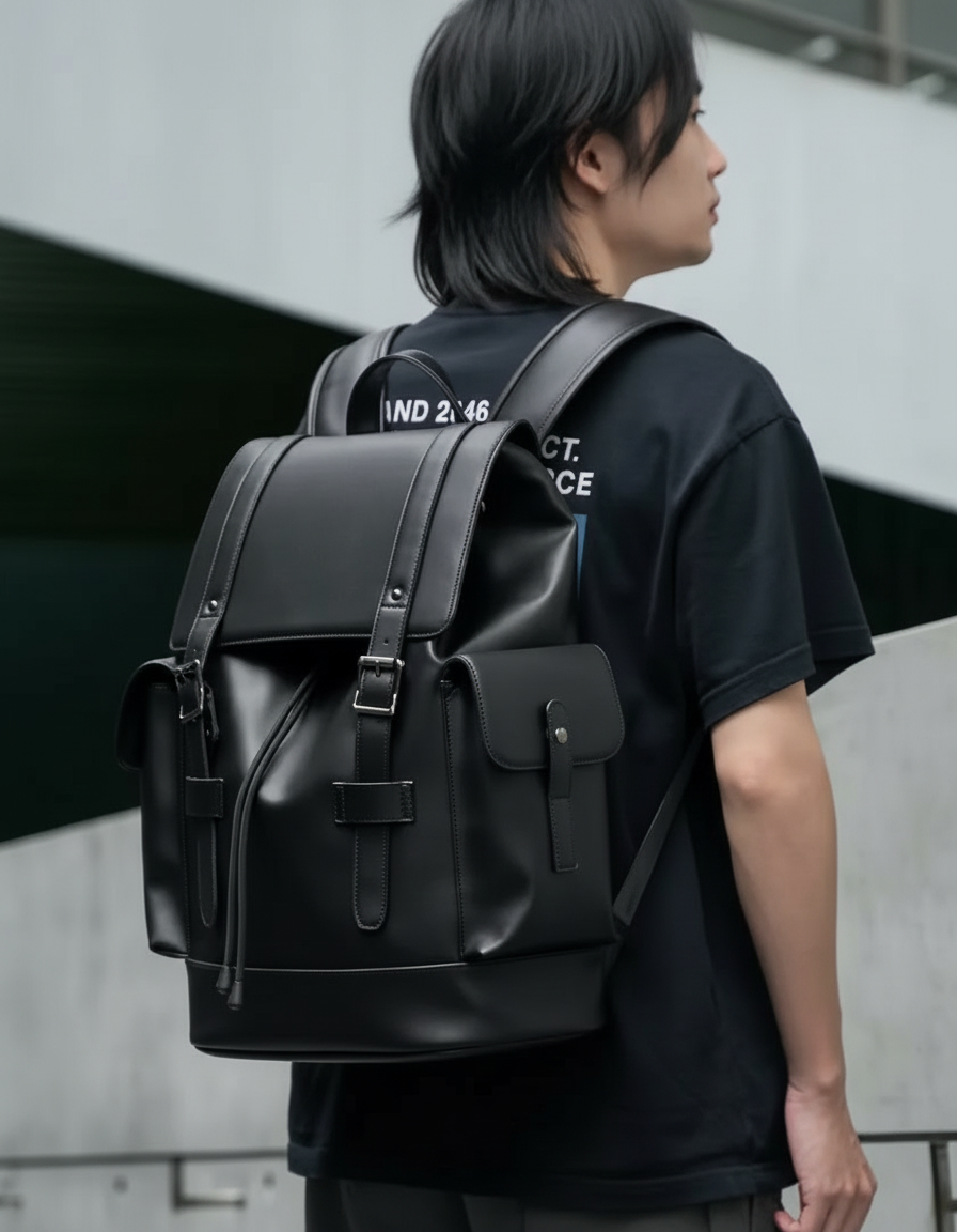 Waterproof Leather Laptop Backpack