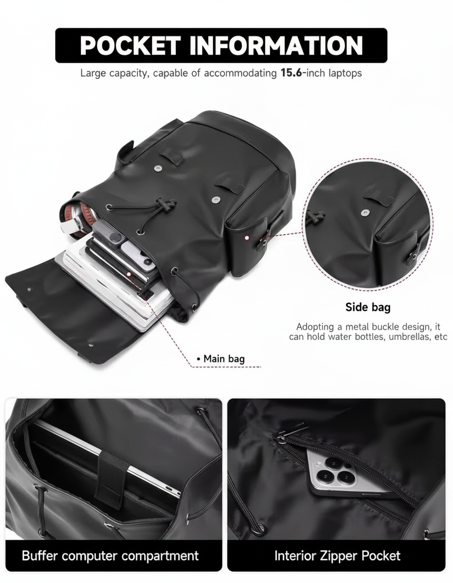 Waterproof Leather Laptop Backpack