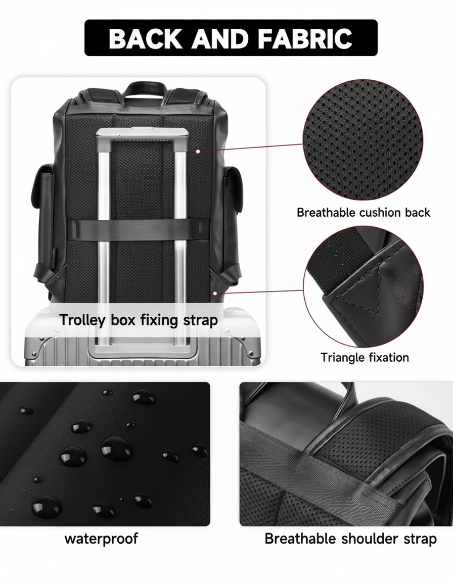 Waterproof Leather Laptop Backpack