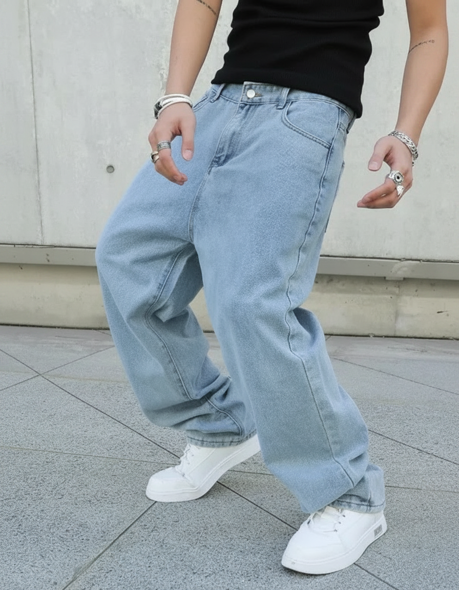 Baggy Straight Leg Denim Jeans | Heavyweight Denim