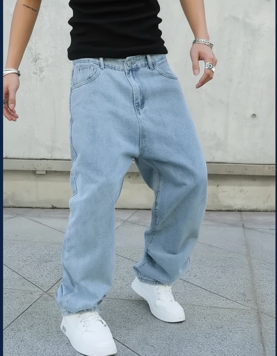 Baggy Straight Leg Denim Jeans | Heavyweight Denim