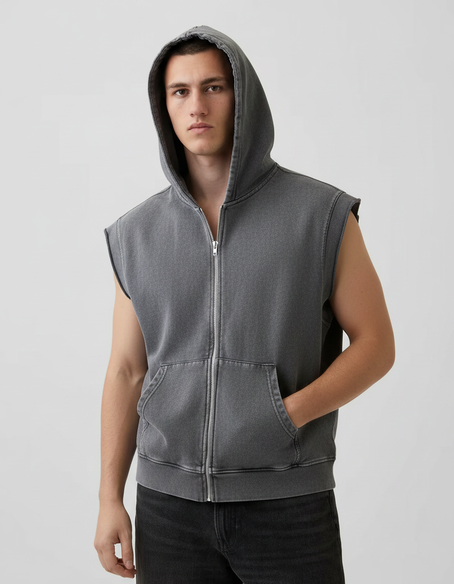 Hooded Zip-Up Vest