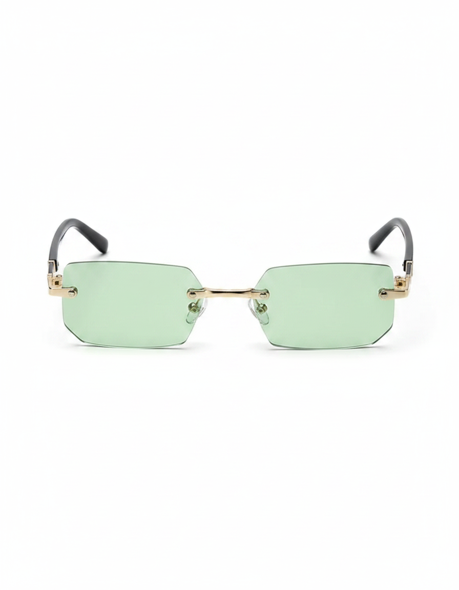 Rimless Gradient Rectangle Sunglasses with Metallic Accent Temples