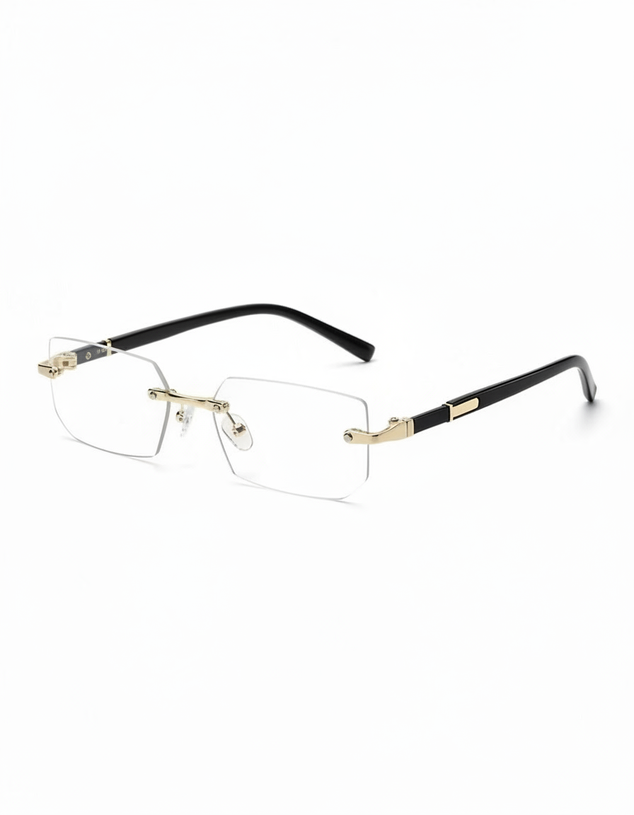 Rimless Gradient Rectangle Sunglasses with Metallic Accent Temples