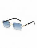 Rimless Gradient Rectangle Sunglasses with Metallic Accent Temples