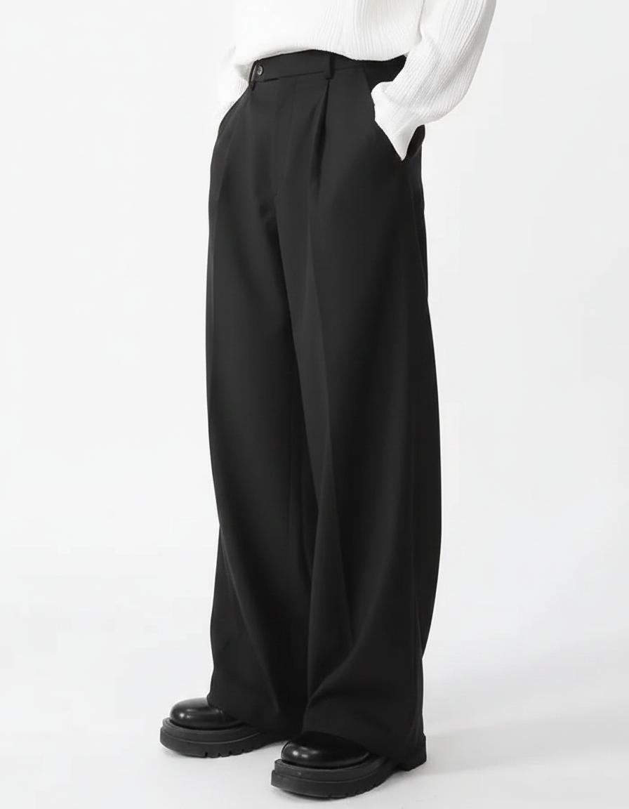Men's Loose Fit Suit Trousers | Comfortable Wide-Leg