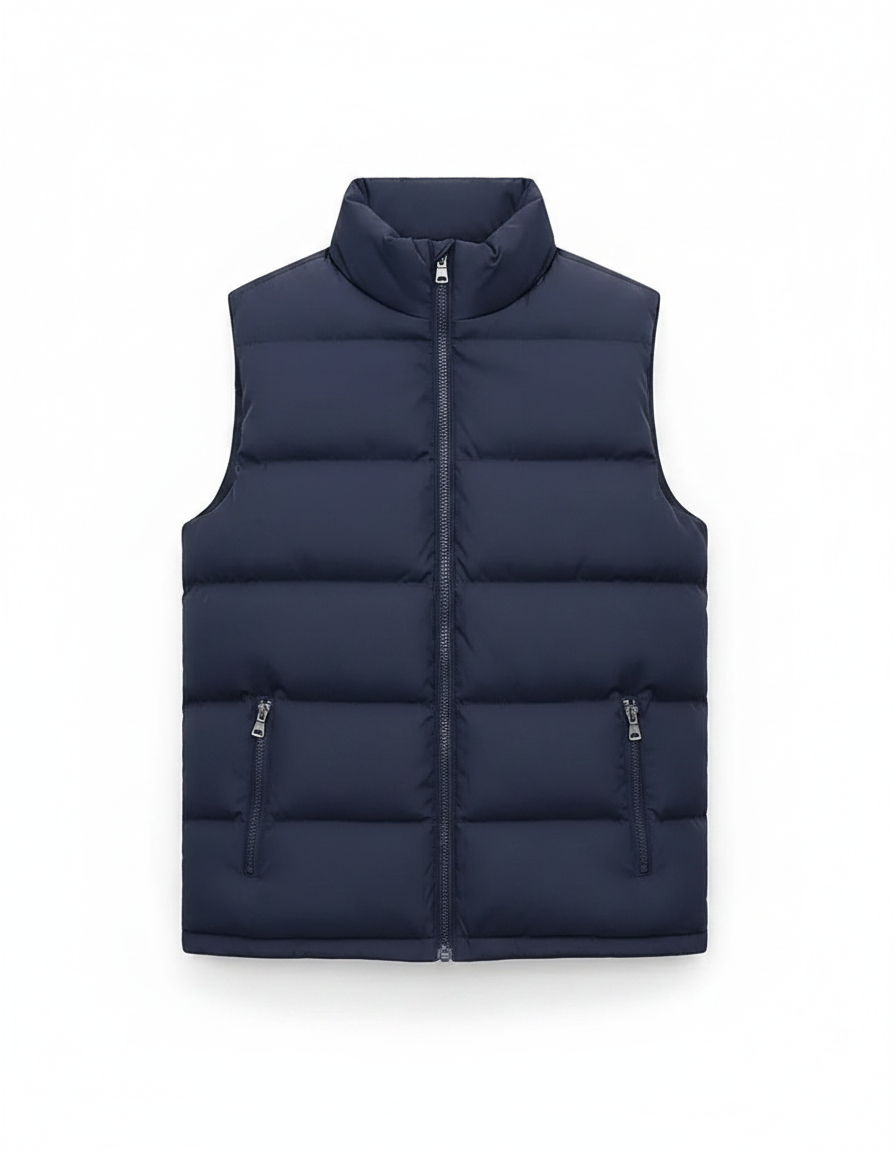 Men's Waterproof Winter Vest Jacket with Stand-Up Collar