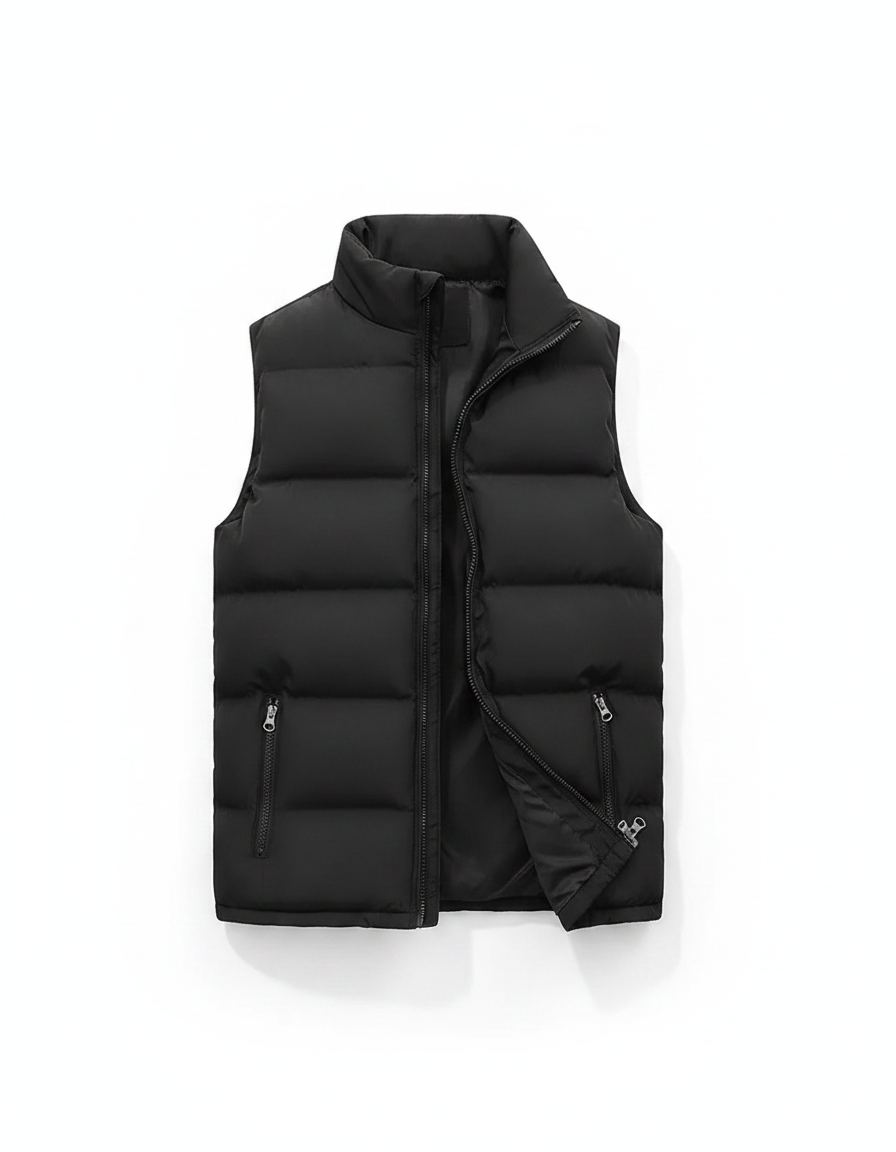 Men's Waterproof Winter Vest Jacket with Stand-Up Collar