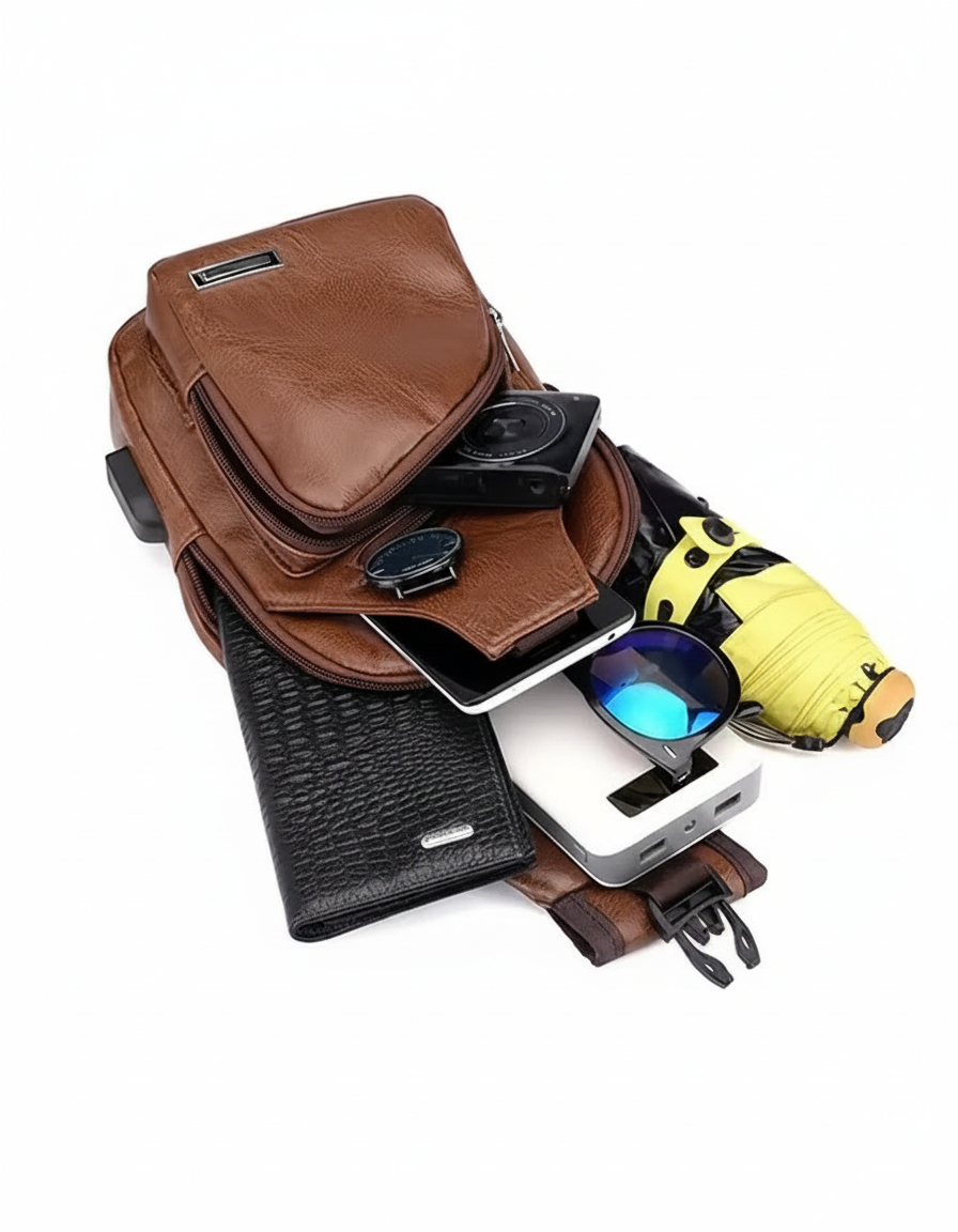Large Capacity Casual Crossbody Bag | Multifunctional PU Leather Business Shoulder Bag