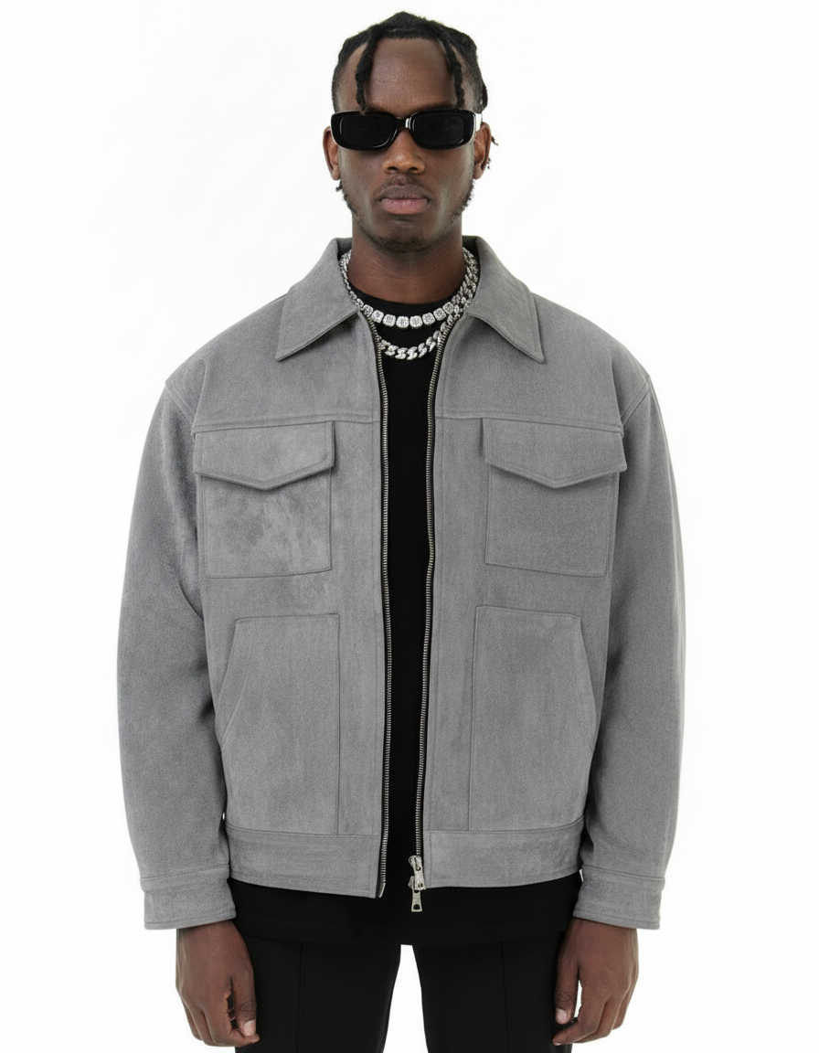 Casual Suede Zipper Jacket | Relaxed Fit Lapel Outerwear Coat