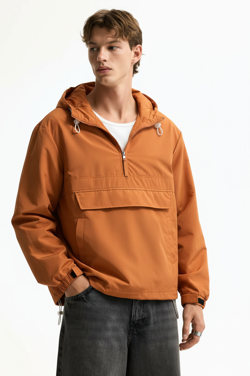 Waterproof Half-Zip Anorak Windbreaker Jacket