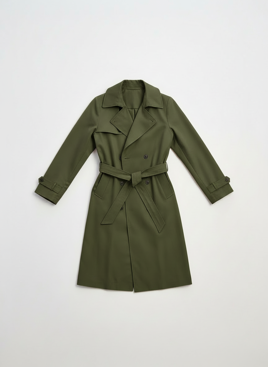 Double-Breasted Long Trench Coat