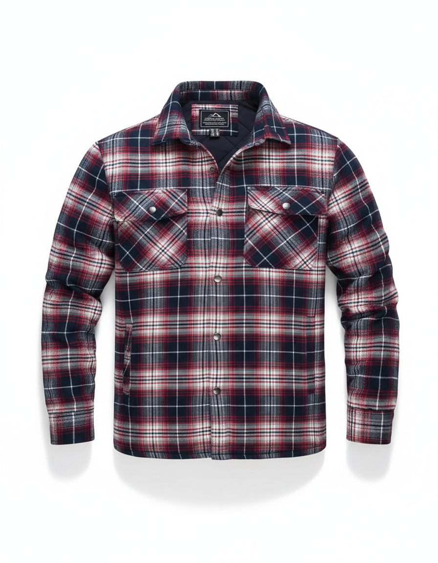 Quilted-Lined Flannel Jacket | Multi-Pockets