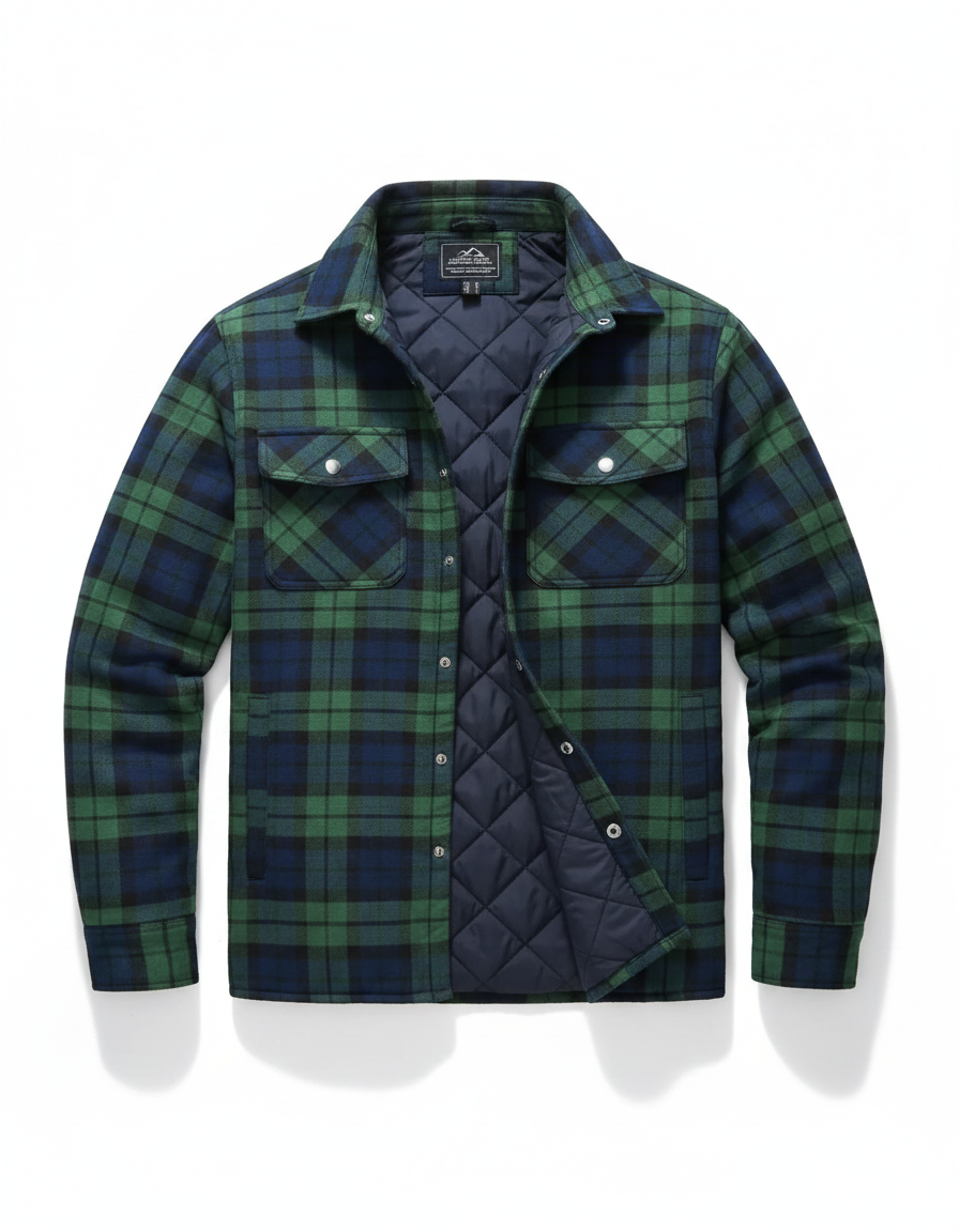 Quilted-Lined Flannel Jacket | Multi-Pockets