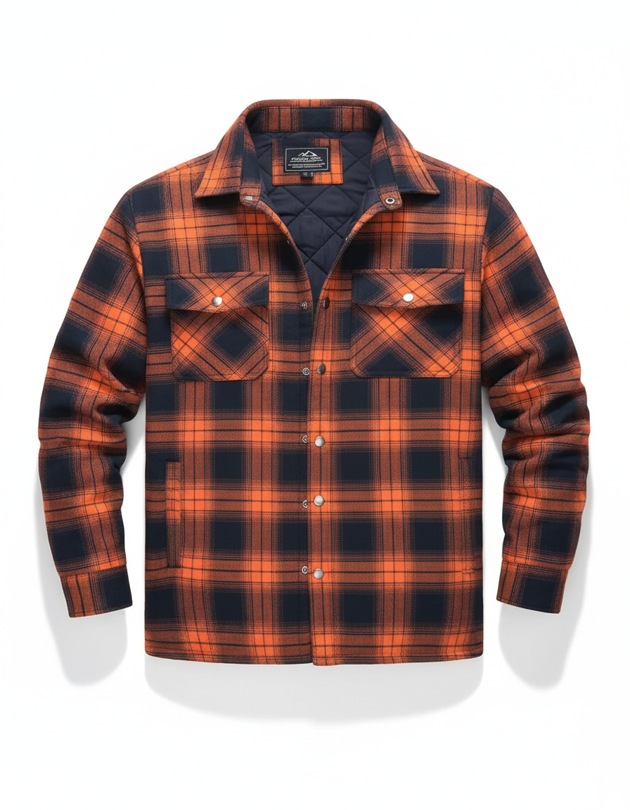 Quilted-Lined Flannel Jacket | Multi-Pockets