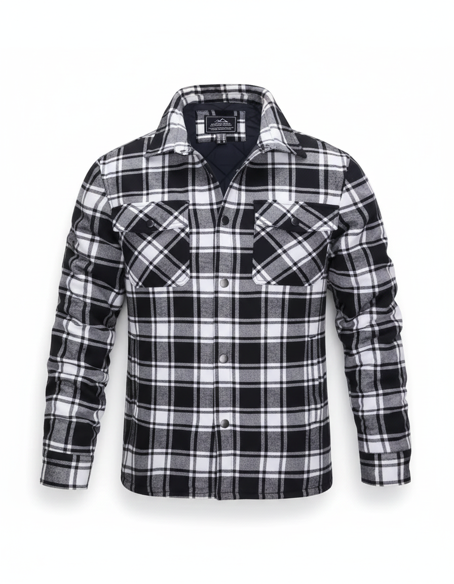 Quilted-Lined Flannel Jacket | Multi-Pockets