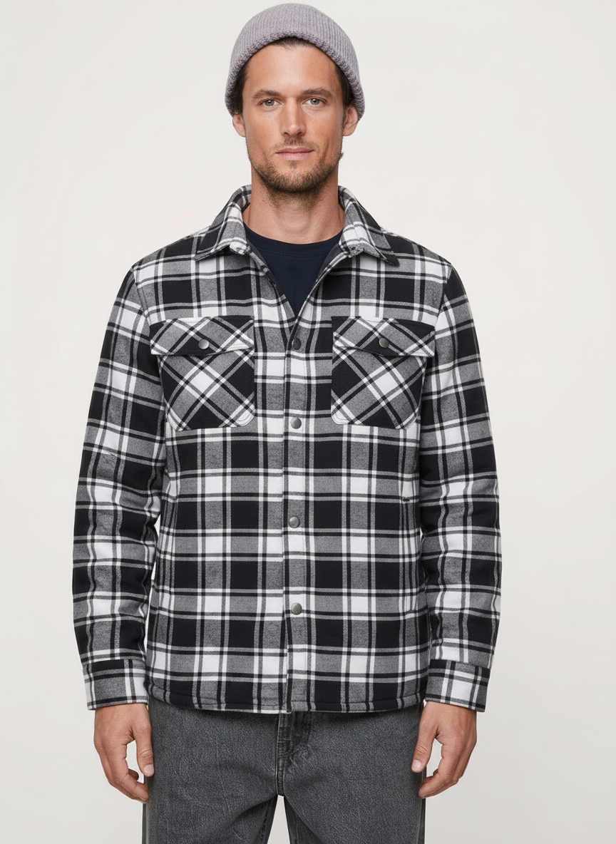 Quilted-Lined Flannel Jacket | Multi-Pockets