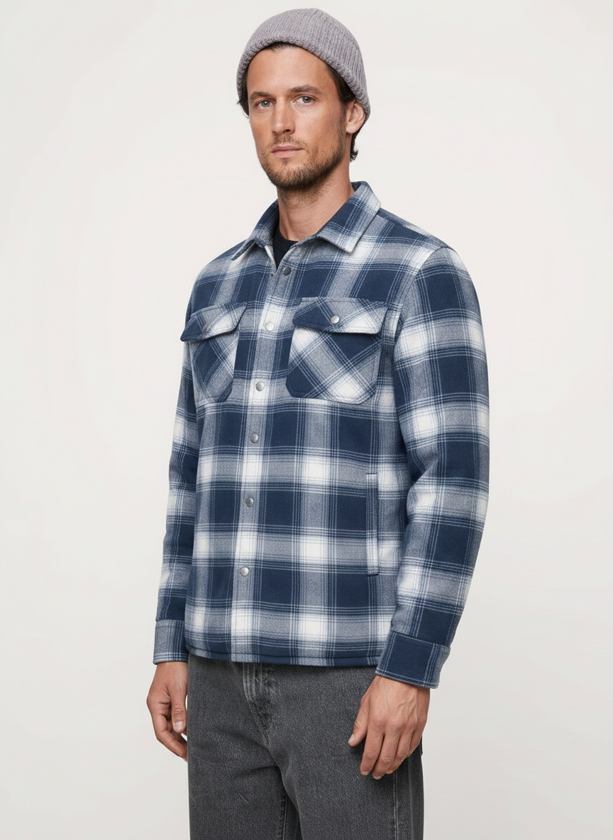Quilted-Lined Flannel Jacket | Multi-Pockets