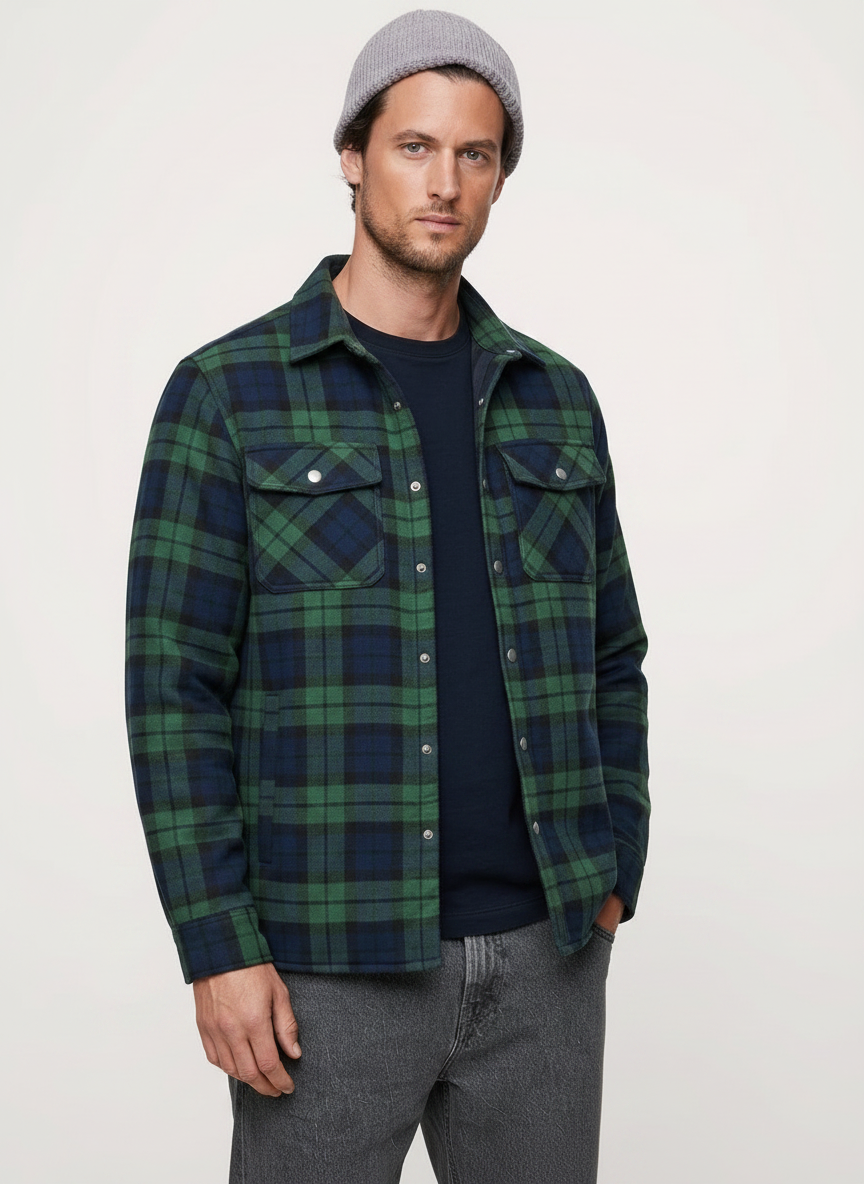 Quilted-Lined Flannel Jacket | Multi-Pockets