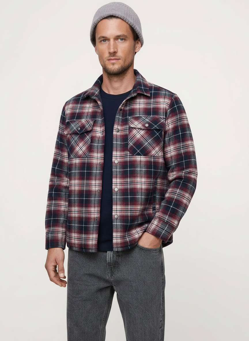 Quilted-Lined Flannel Jacket | Multi-Pockets