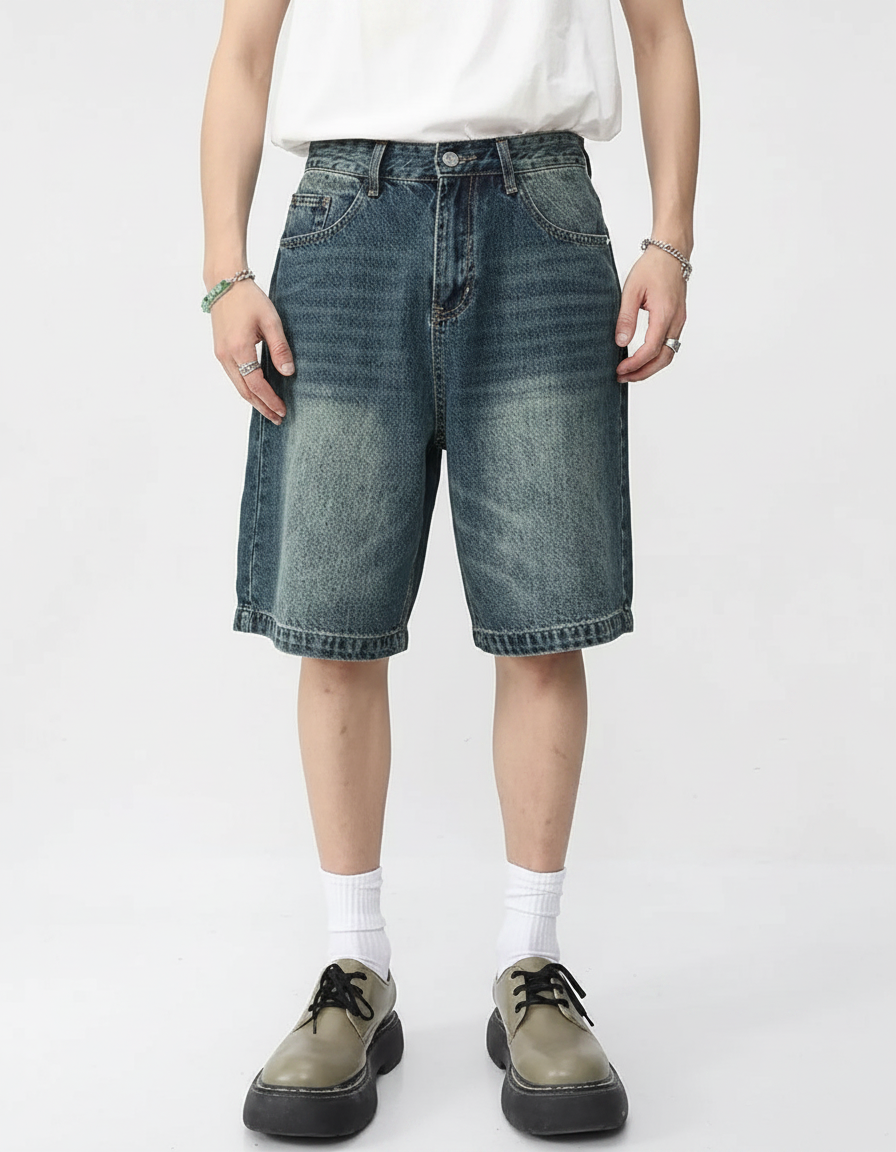 Vintage Washed Oversized Denim Shorts