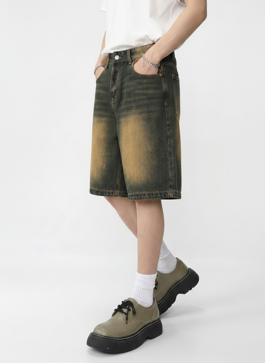 Vintage Washed Oversized Denim Shorts