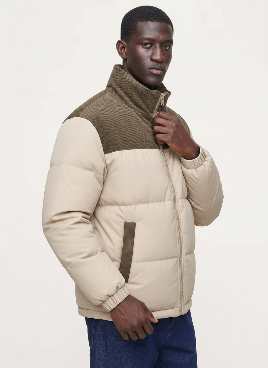 Thickened Winter Puffer Jacket | Corduroy Top