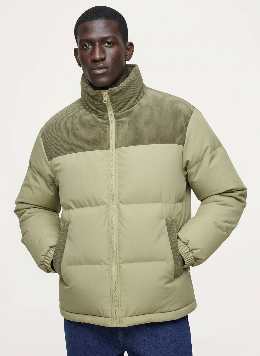 Thickened Winter Puffer Jacket | Corduroy Top