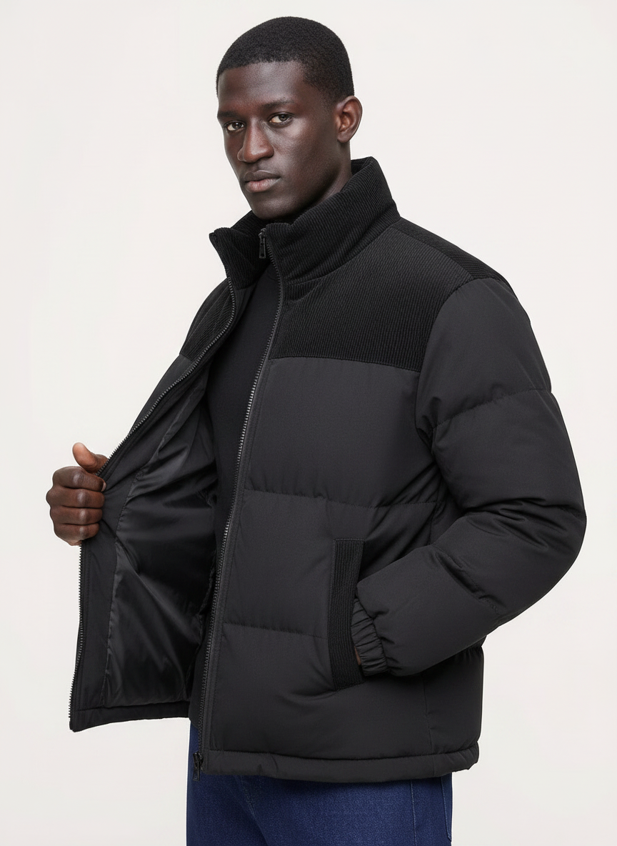 Thickened Winter Puffer Jacket | Corduroy Top