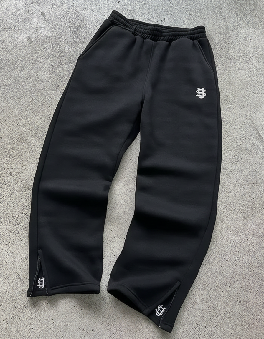 Straight-Leg Casual Sweatpants | Grey & Black