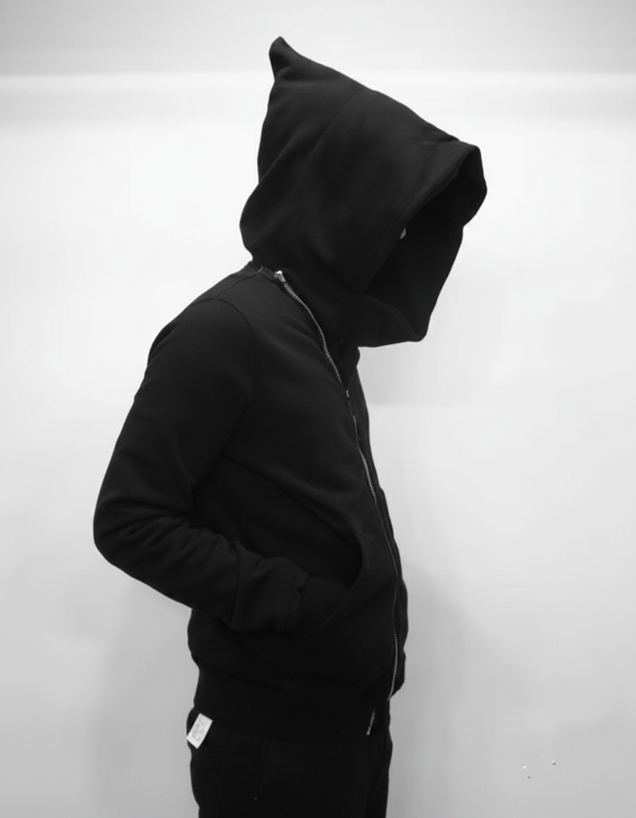Rick Owens Style Zip Up Hoodie | Cone Hood
