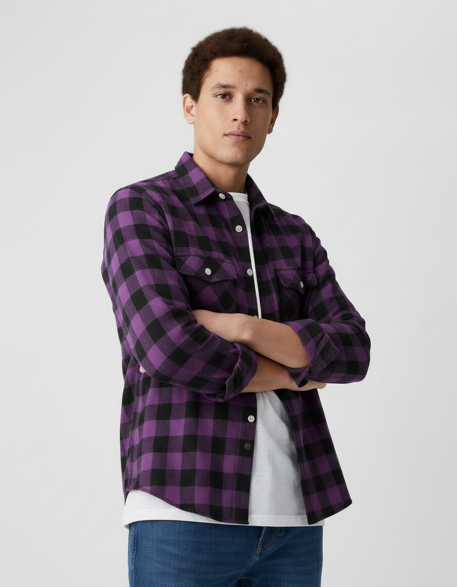 Plaid Flannel Button-Up Shirt | Multiple Colors