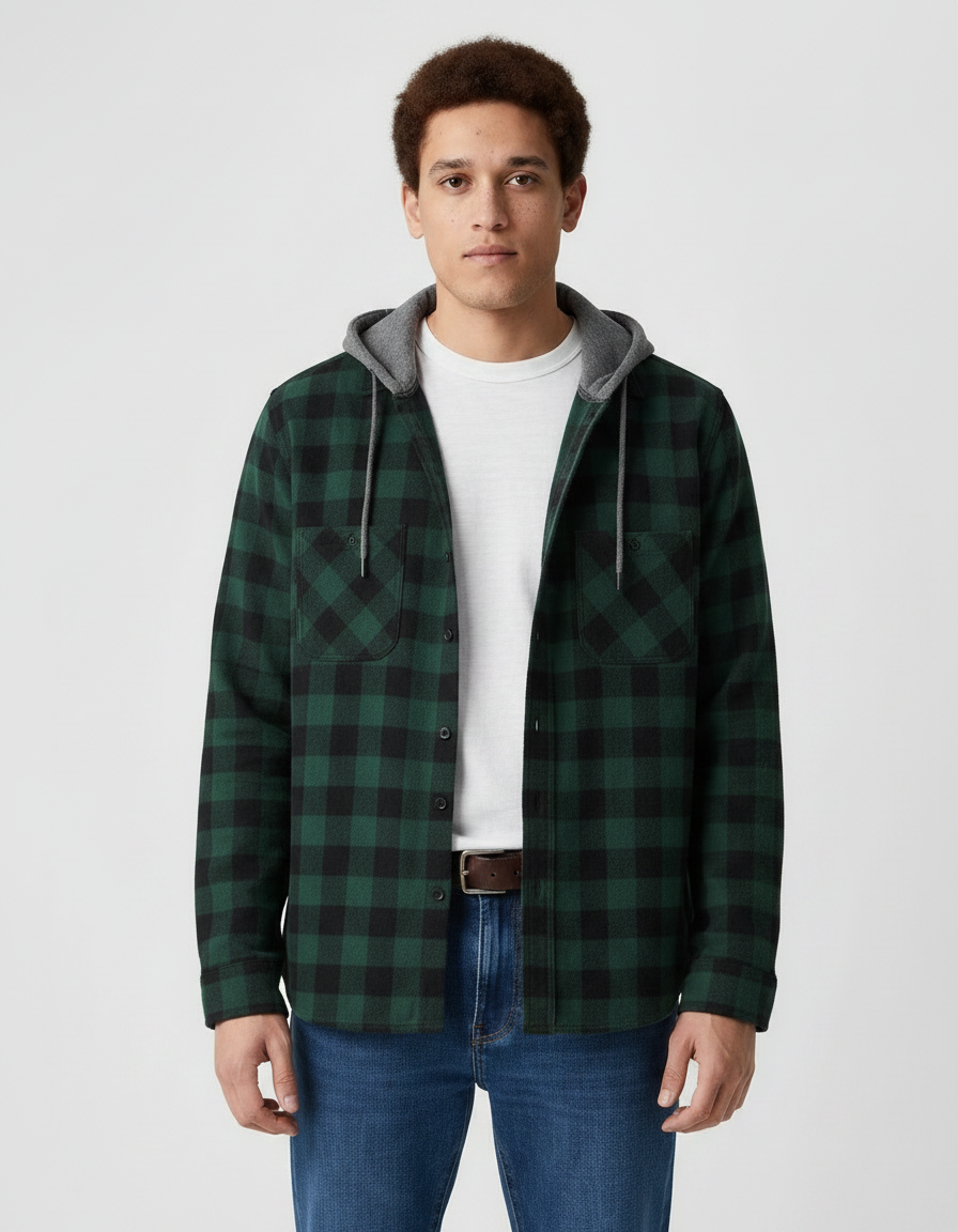 Plaid Flannel Shirt With Hoodie | Multiple Colors