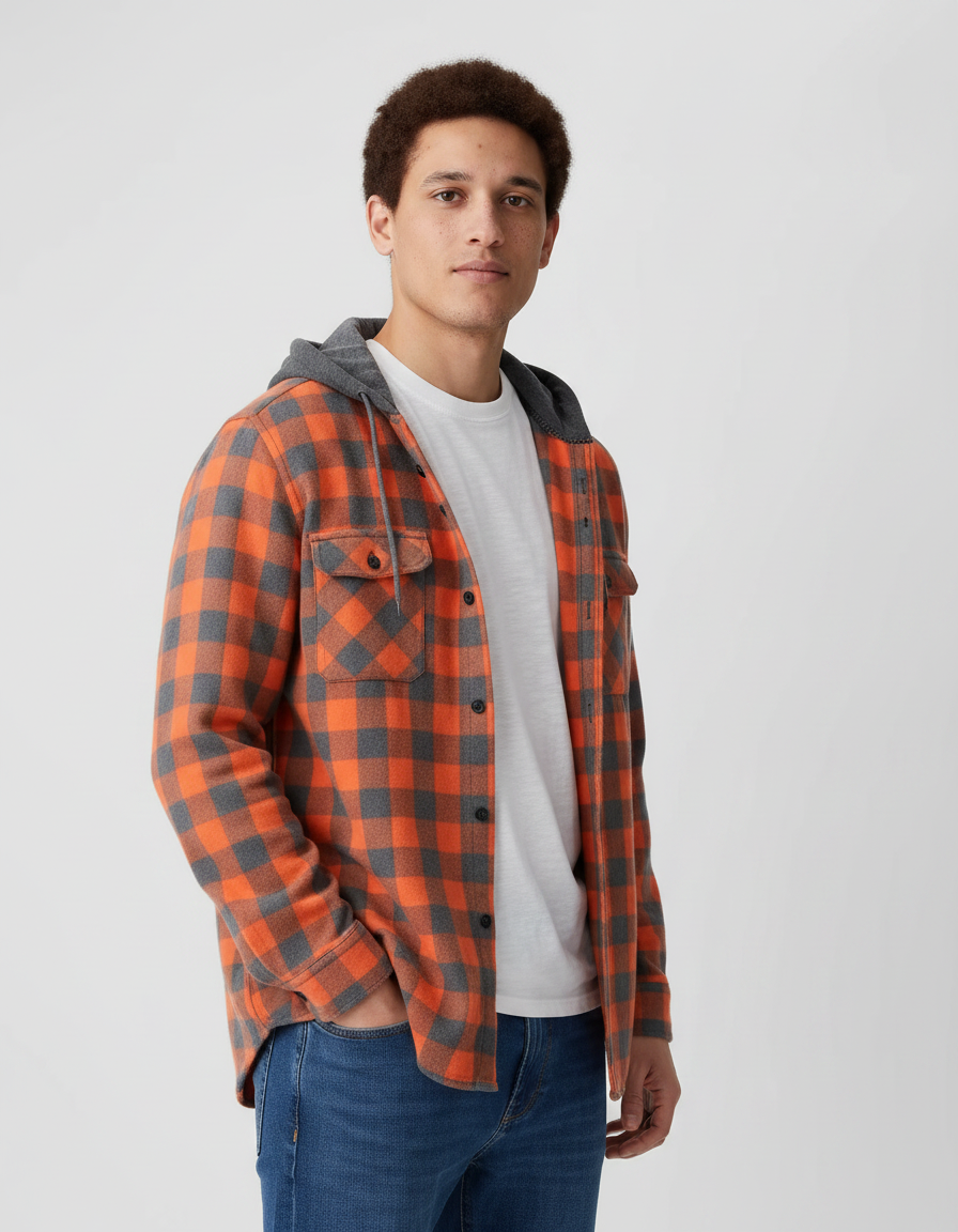 Plaid Flannel Shirt With Hoodie | Multiple Colors