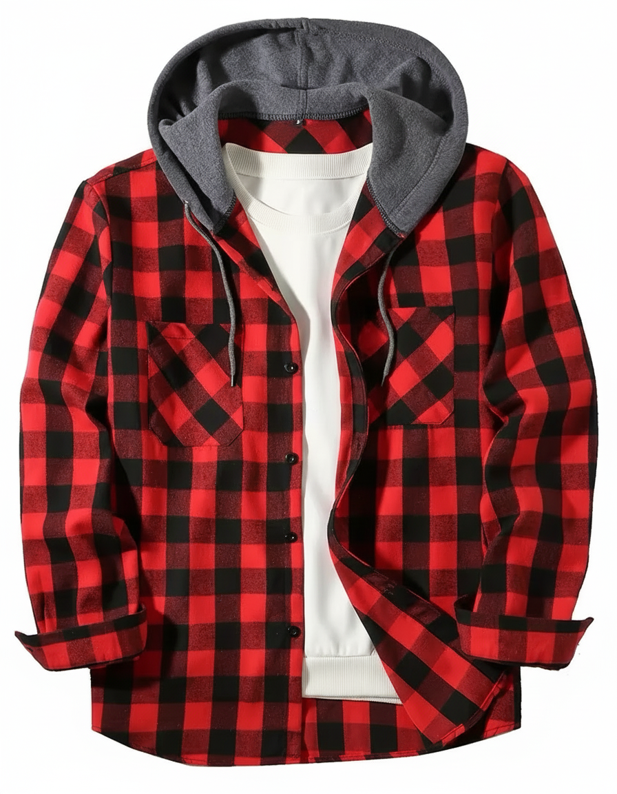 Plaid Flannel Shirt With Hoodie | Multiple Colors