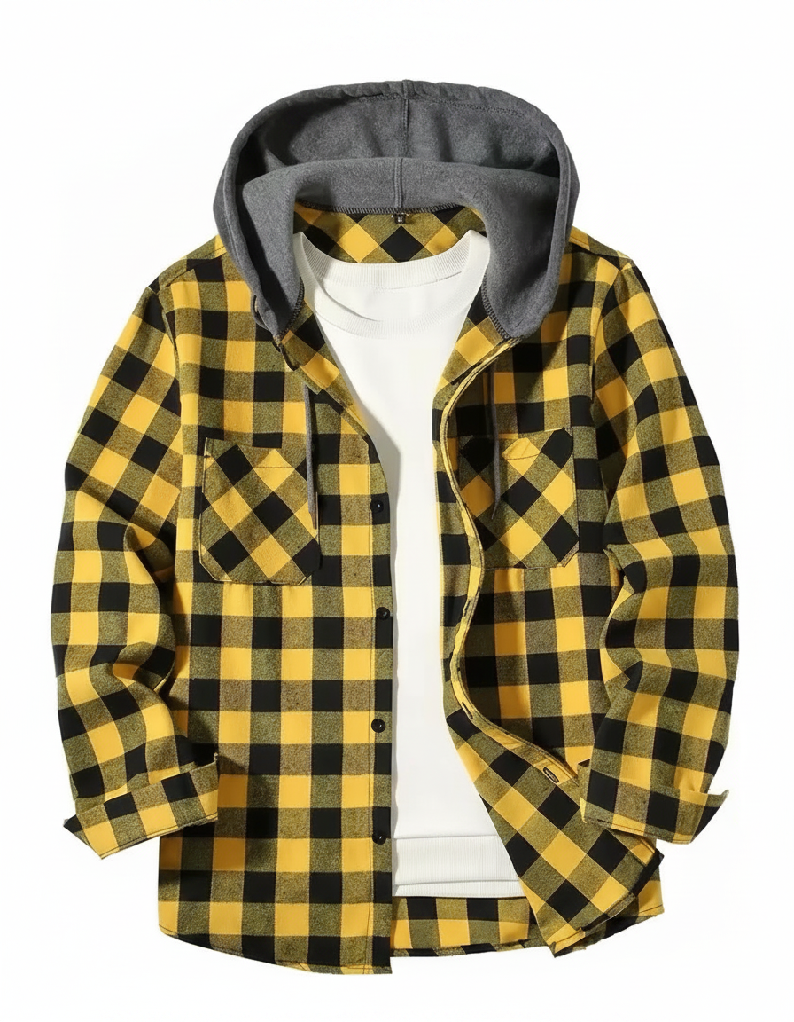 Plaid Flannel Shirt With Hoodie | Multiple Colors