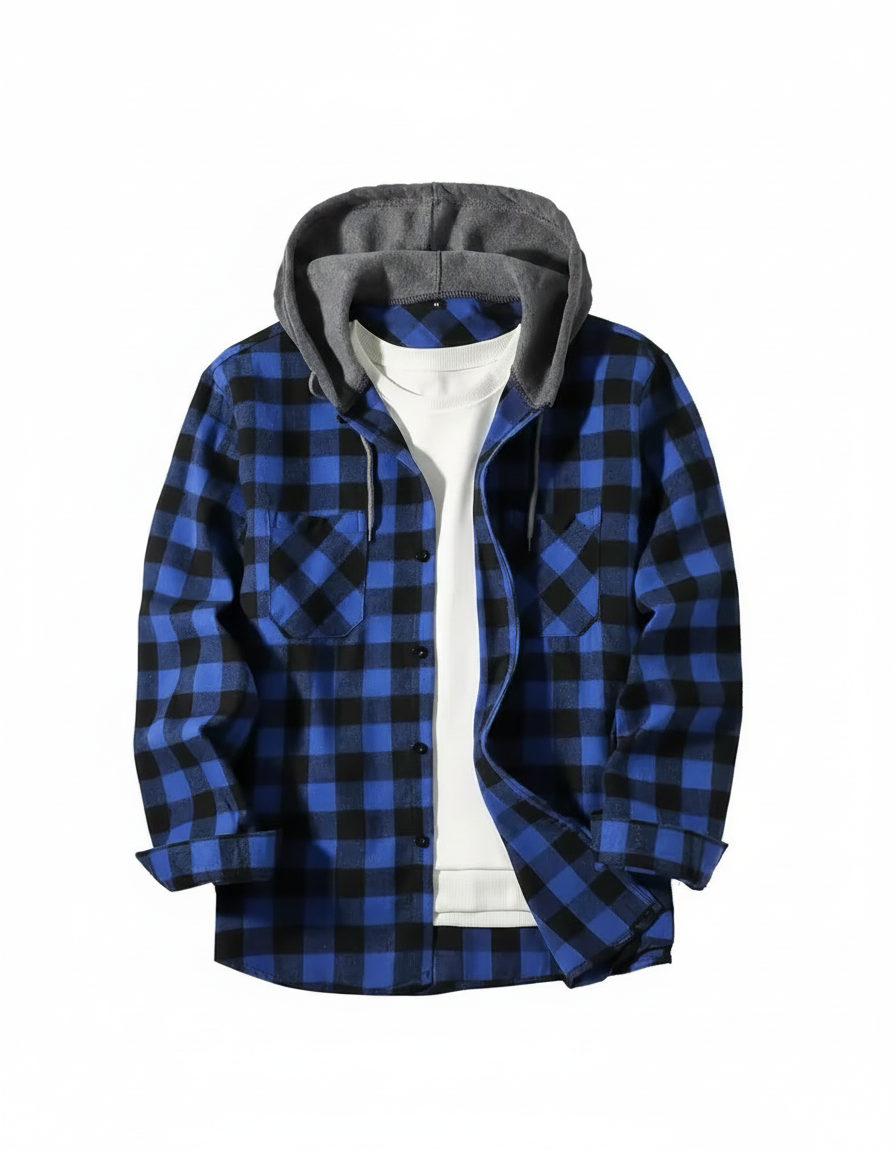 Plaid Flannel Shirt With Hoodie | Multiple Colors