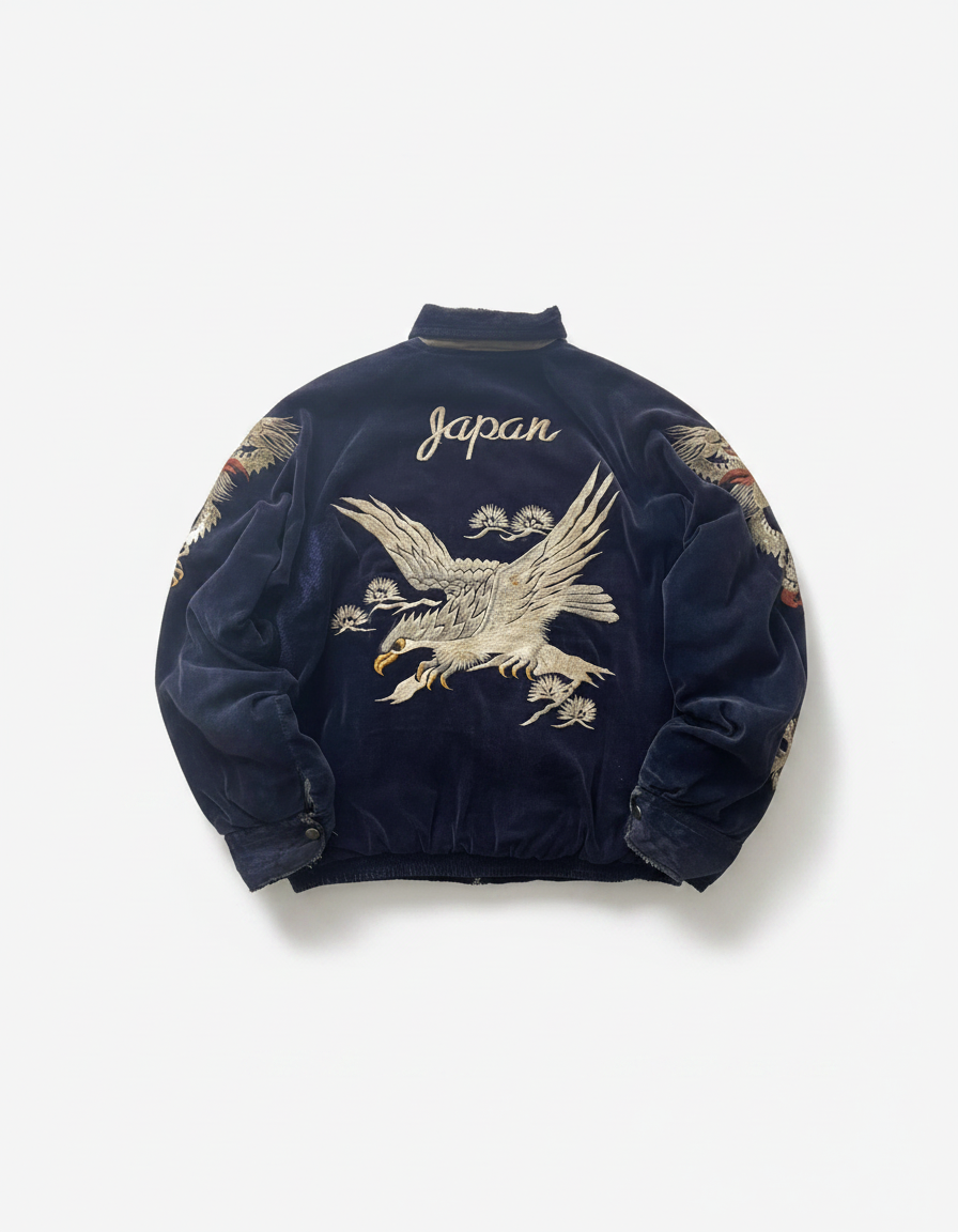 Japanese Embroidered Dragon Bomber Jacket