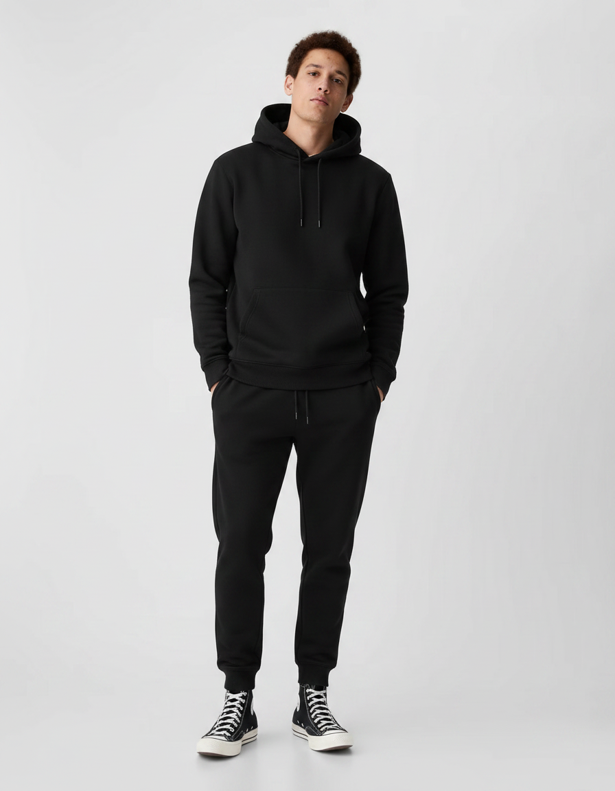 Solid Color Two-Piece Tracksuit | Hoodie & Pants, Multiple Colors