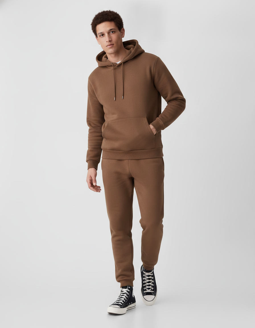 Solid Color Two-Piece Tracksuit | Hoodie & Pants, Multiple Colors