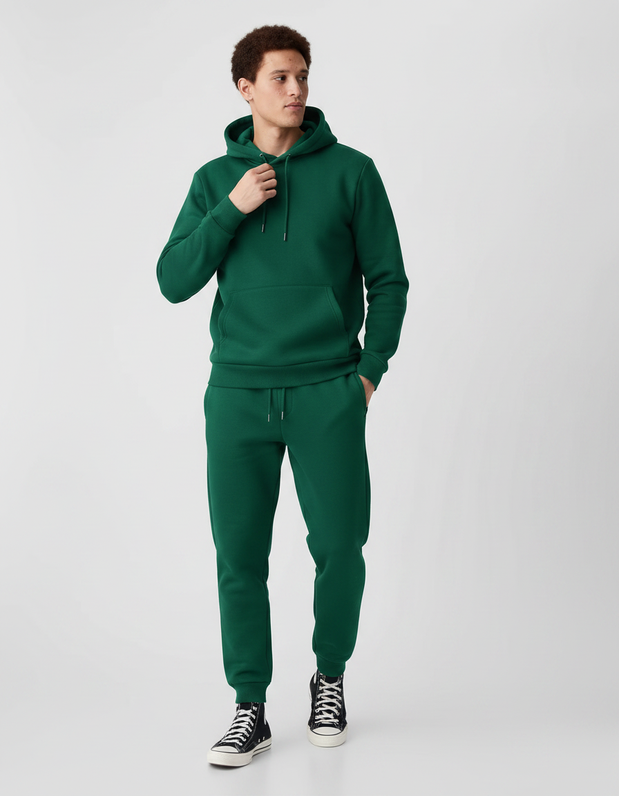 Solid Color Two-Piece Tracksuit | Hoodie & Pants, Multiple Colors