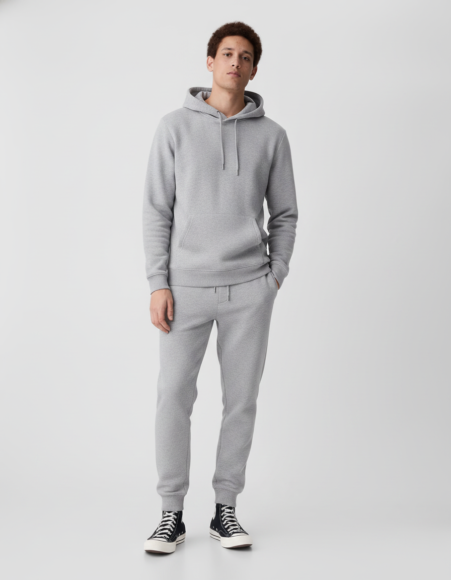 Solid Color Two-Piece Tracksuit | Hoodie & Pants, Multiple Colors