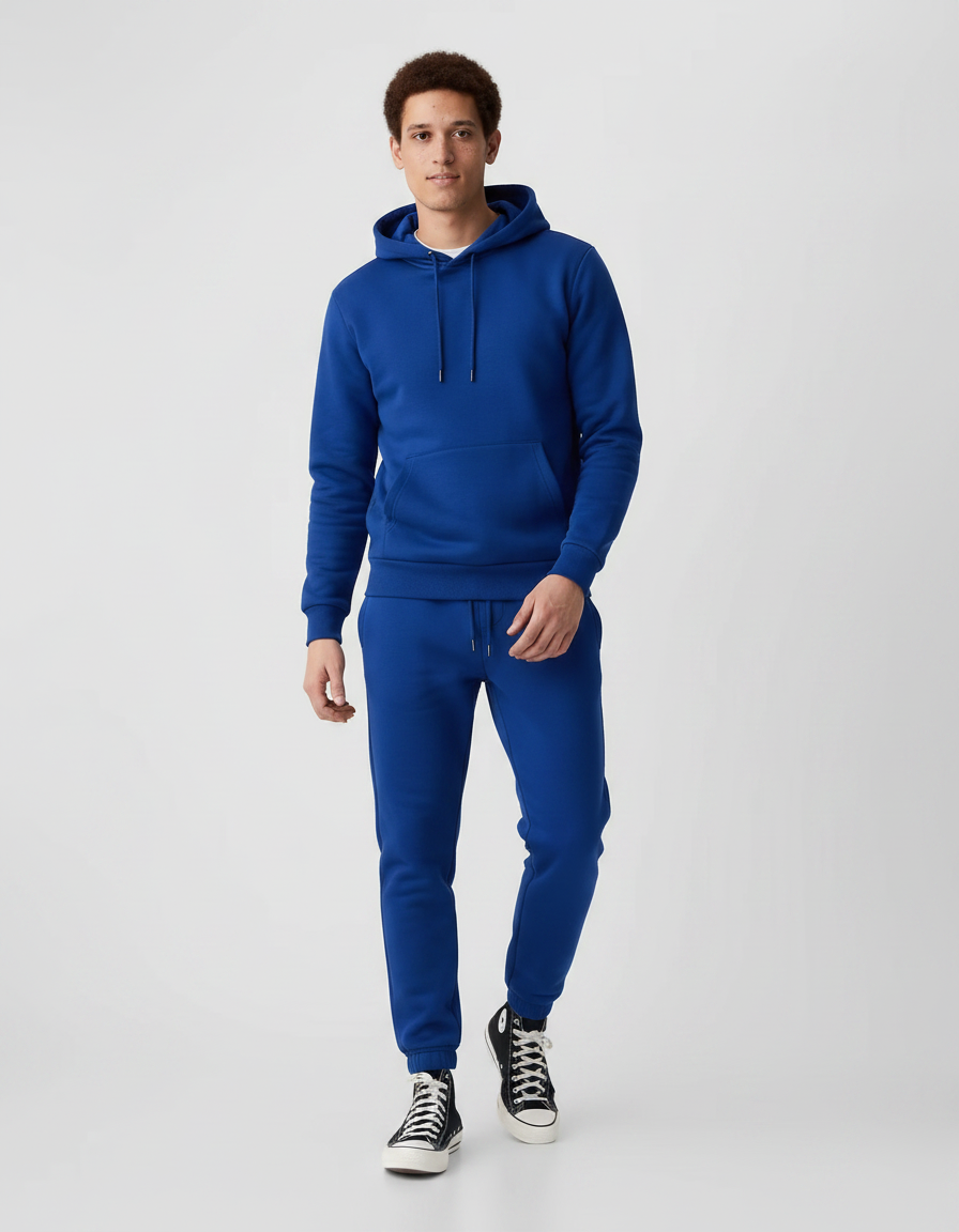 Solid Color Two-Piece Tracksuit | Hoodie & Pants, Multiple Colors