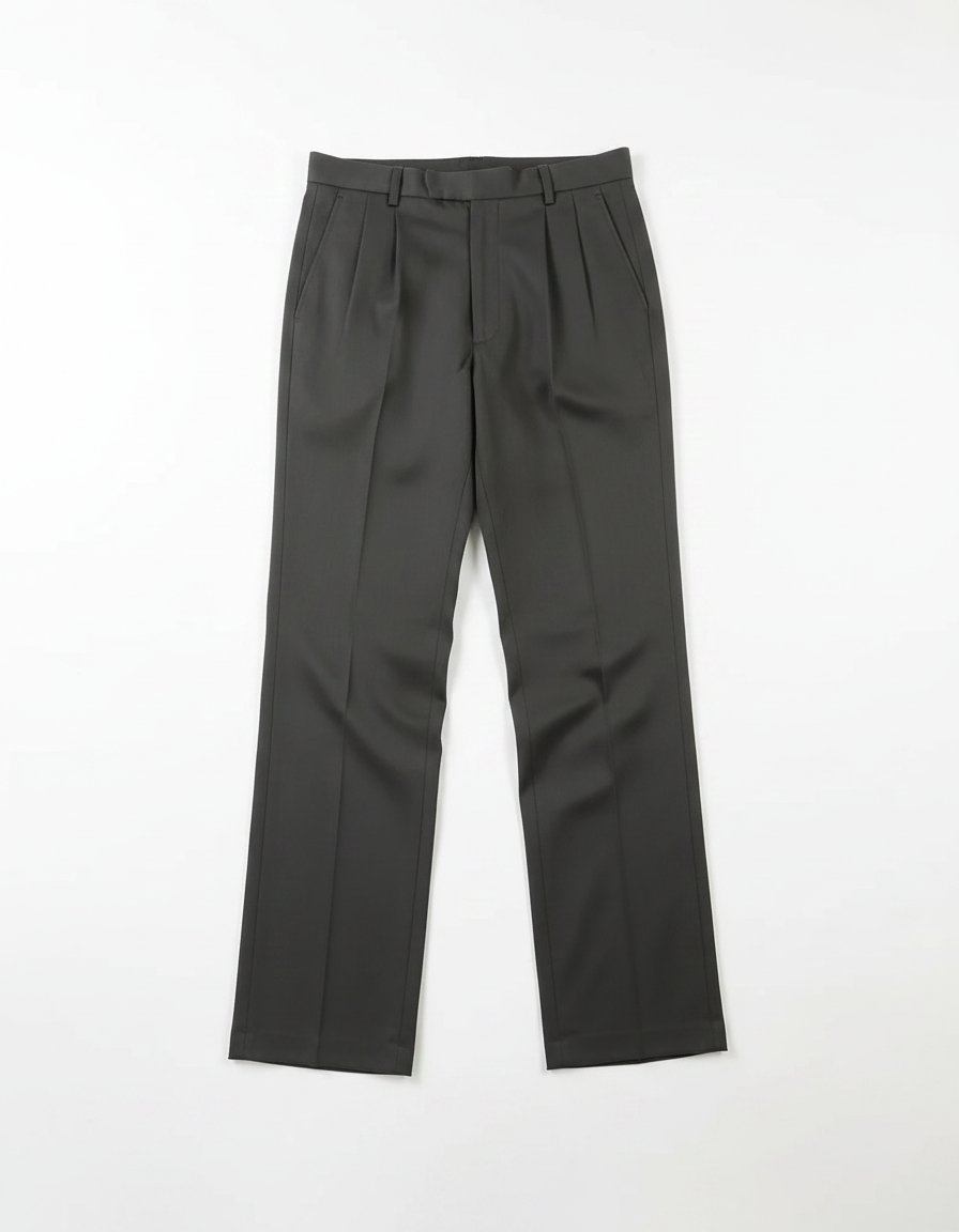 Pure Cotton Double Pleat High Waist Loose Trousers