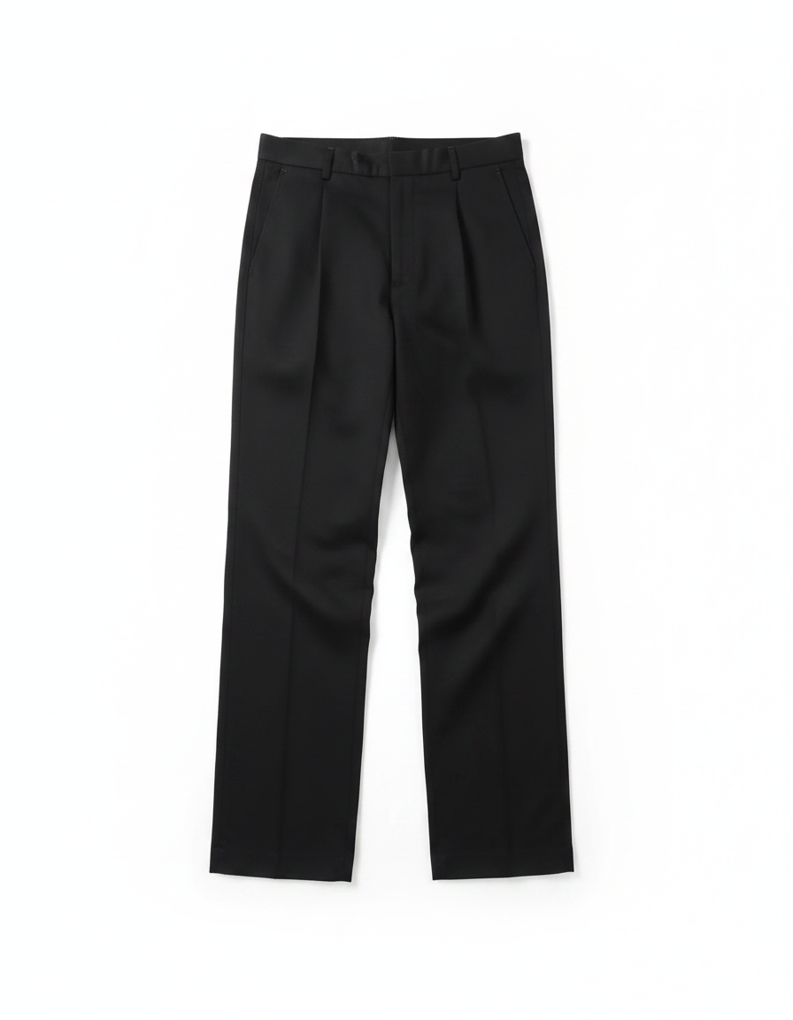 Pure Cotton Double Pleat High Waist Loose Trousers