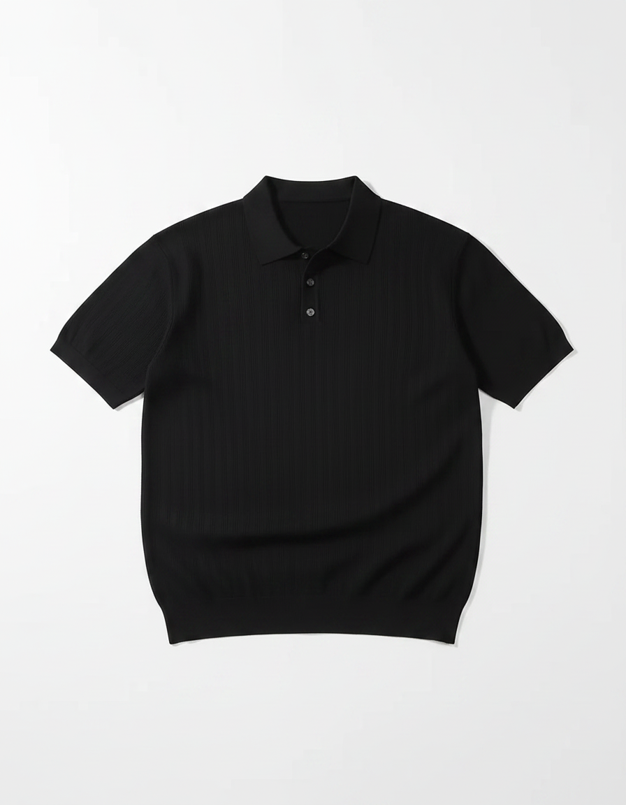 Silk Knitted Polo Shirt | Short-Sleeve Collared Shirt