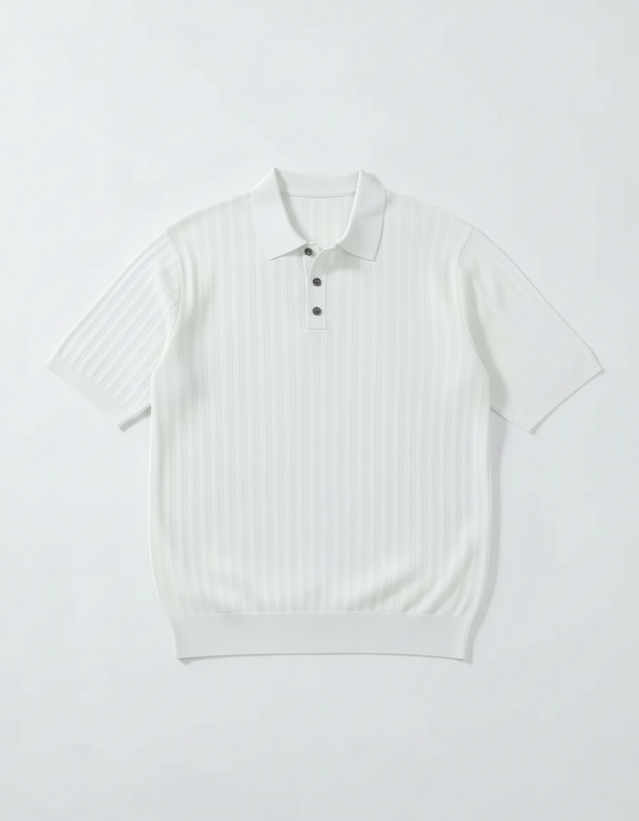 Silk Knitted Polo Shirt | Short-Sleeve Collared Shirt
