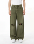 Straight-Leg Green Denim Jeans | Baggy Jeans